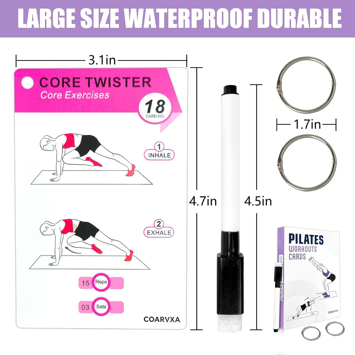Bodyweight Workout Cards for Women & Men-50 Bodyweight Workout Cards，Includes 2 Rings& Dry-Erase for Easy Organization-Home, Gym or Studio (Bodyweight)