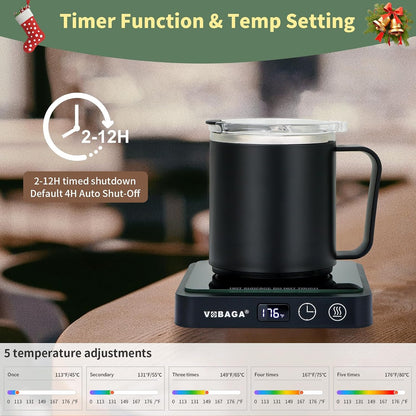 VOBAGA Mug Warmer, Coffee Cup Warmer for Desk with 5 Temp Settings & 2-12H Timer, Smart Candle Warmer & Coffee Warmer with Display for Fastest Heating Coffee, Cocoa, Ideal Coffee Gifts(No Cup)