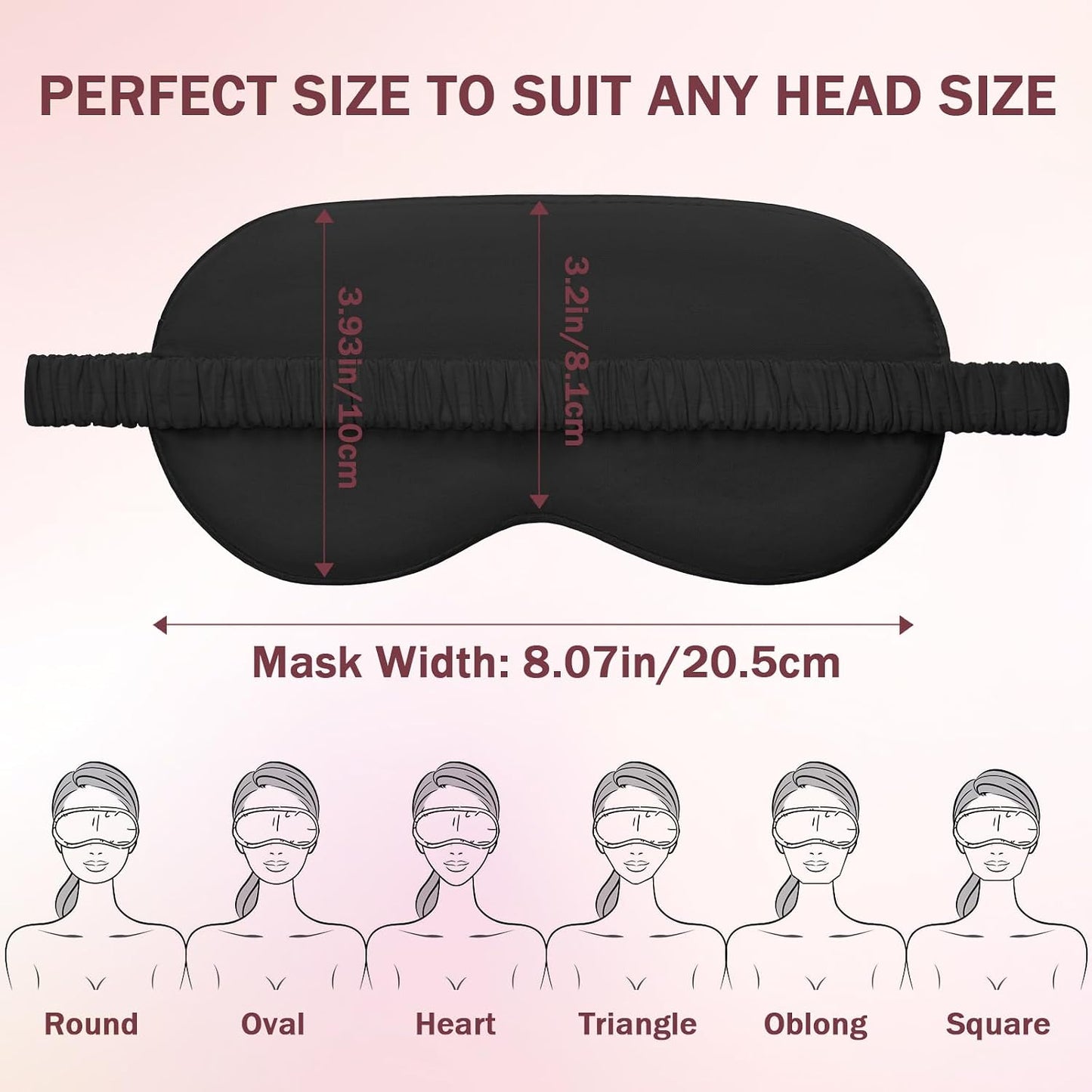 Amrules Sleep Mask Set of 2, Adjustable Silk Eye Mask for Sleeping, Soft Sleeping Eye Shade Cover for Women, Good for Blocking Light, Reducing Puffiness, Enhancing Sleep Quality (Blush Pink & Black)