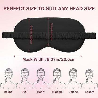 Amrules Sleep Mask Set of 2, Adjustable Silk Eye Mask for Sleeping, Soft Sleeping Eye Shade Cover for Women, Good for Blocking Light, Reducing Puffiness, Enhancing Sleep Quality (Blush Pink & Black)