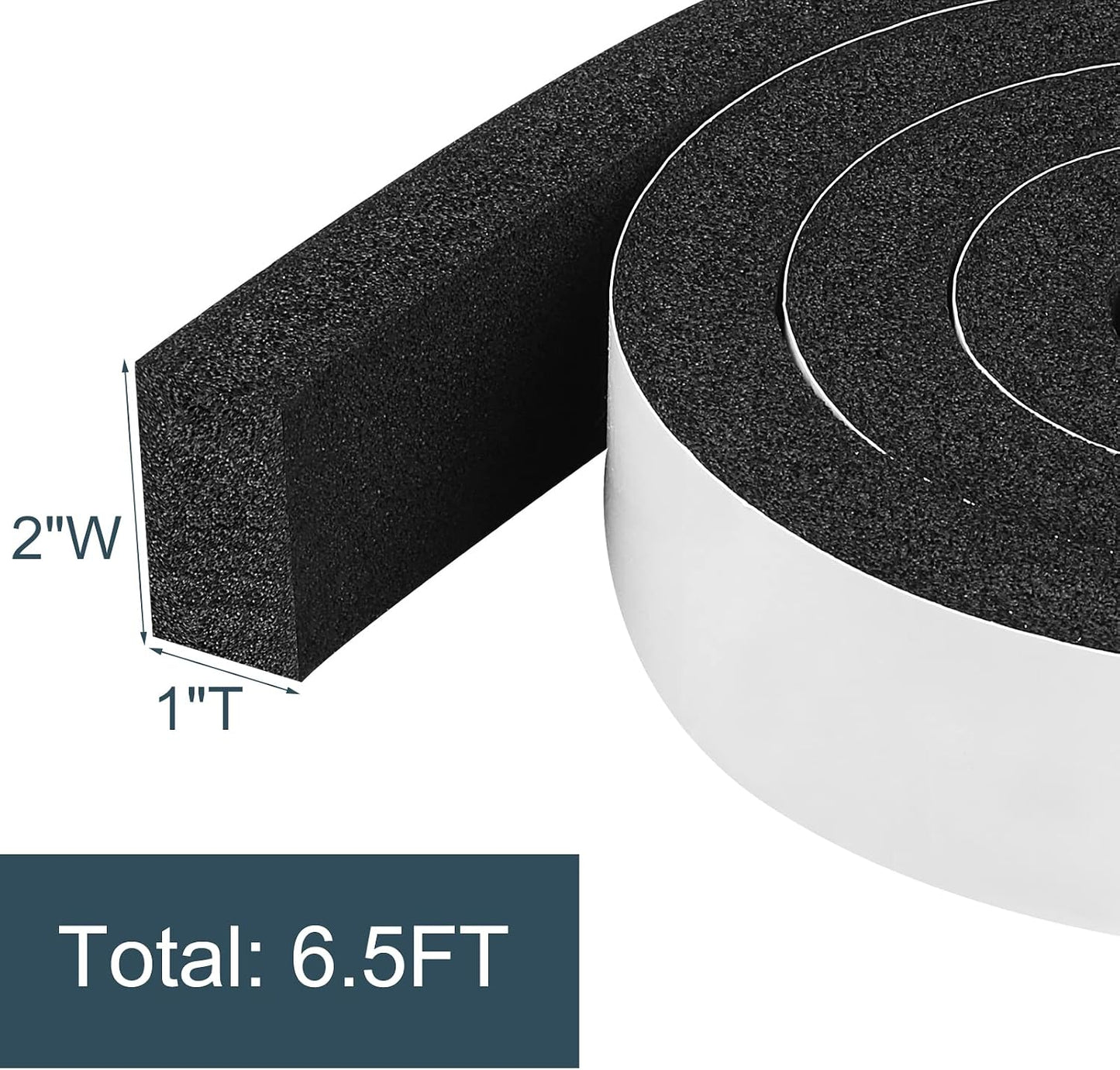 2 Rolls Foam Seal Tape for Door Window Insulation, Soundproof and Shockproof Foam Adhensive Strip, 3/8" Wx3/16 T Single Sided Foam Tape, Cold Air and Draft Closed Cell Seal Strip,Total 32FT