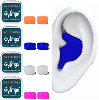 4 Pair Moldable Silicone Ear Plugs for Swimming, Sleeping, Concerts, Reusable Waterproof Swimming Ear Plugs for Adult, Men, Women, Water Play Accessories for Surfing, Floating, Pool