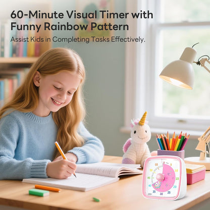 Yunbaoit Visual Timer with Night Light, 60 Minute Countdown, Light Blue | 3 Alarm Modes, Mute Flash, for Kids and Adults, Time Management Tool for Classroom, Home, School, and Work