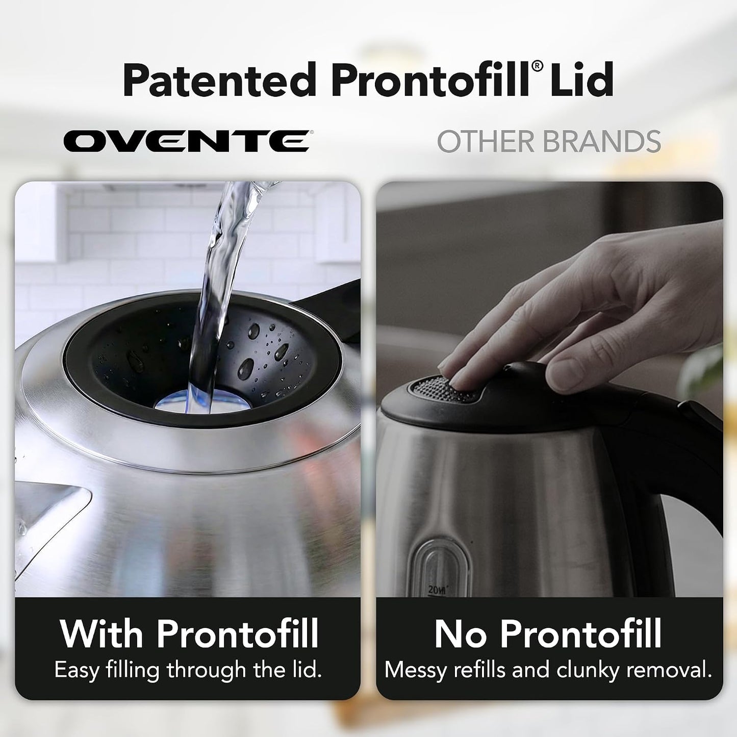 OVENTE 1.7L Double Wall Glass Electric Kettle Water Boiler, Silver KG912S | 1500W Fast Boiling, Easy Fill Lid, Borosilicate Glass, Cool-Touch Design, Blue LED, Auto Shut-Off, Boil-Dry Protection