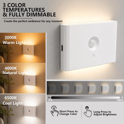 Rechargeable Motion Sensor Stair Night Lights, 4 Pack Indoor Step Lights