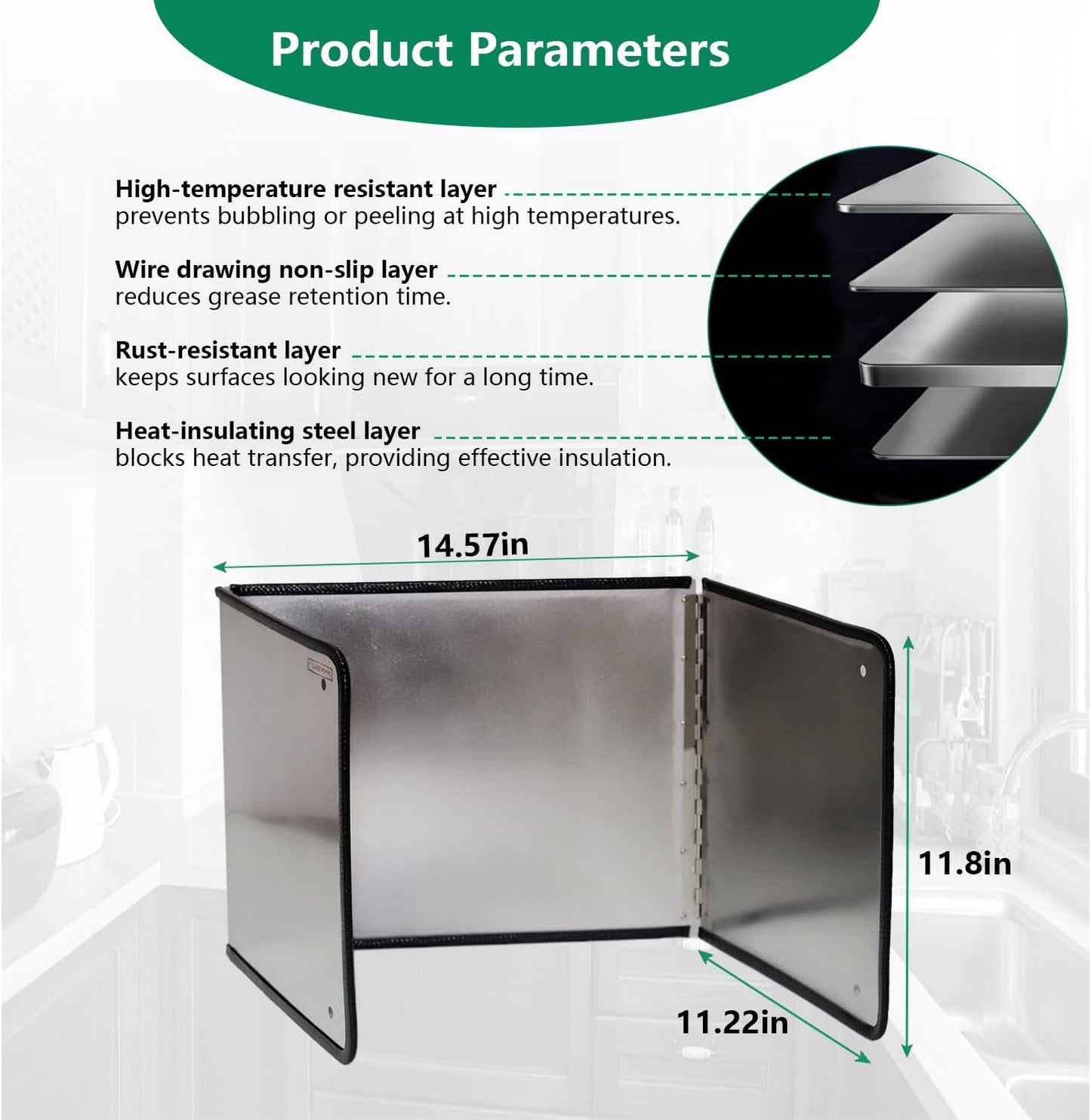 Silver Large 2 Pieces 2 Sided Stainless steel Splatter Guard for Frying Stove Top,Oil Splash Guard Cooking for Stove,Non Stick Foldable Splatter Screen