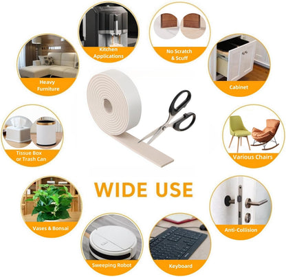 Felt Strips with Adhesive Backing Heavy Duty Cuttable Felt Tape Roll Furniture Pads for Chair Legs - Protecting Hardwood Floors, Chair Wall Protector (Black, 80 x 0.5 x 0.14 Inch)