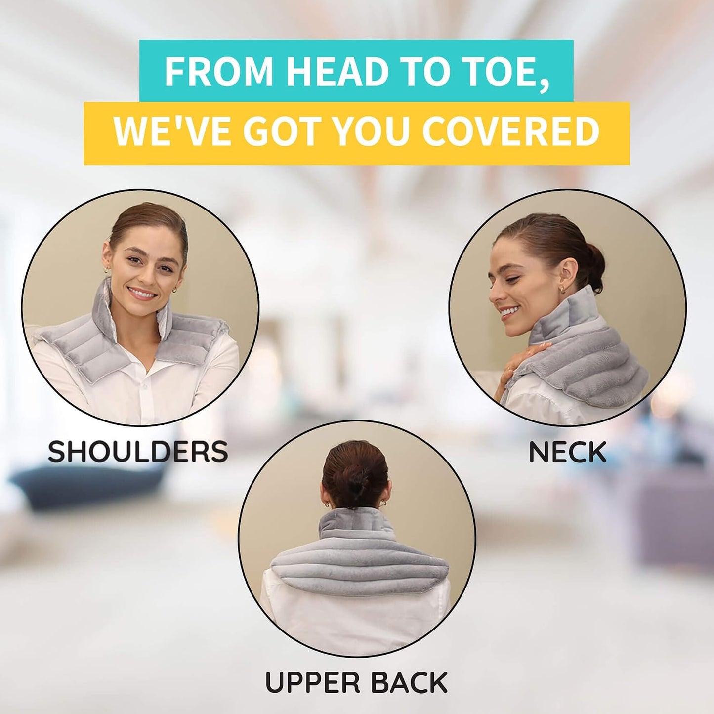 Heating Pad Solutions - Neck and Shoulder Microwavable Heating Pads - Neck and Shoulder Relaxer Portable Heating Pad for Upper Back Shoulders & Neck - Reusable Heating Pad & Hot Pack- 1 XL Pack Gray