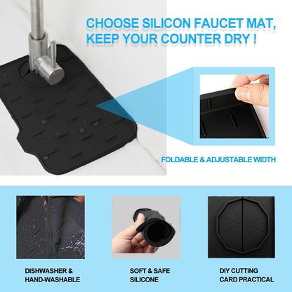 2 Pieces Kitchen Sink Splash Guard 8.3" Mini Sink Faucet Mat Faucet Handle Drip Catcher Tray Mat in Gray Faucet Draining Mat for Soap Sponge Placement Sink Protectors for Kitchen & Bathroom