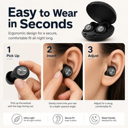 HEKKE 45dB Ear Plugs for Sleeping, Soft Silicone for Side Sleepers, 4 Sizes | Reusable soft silicone with XS/S/M/L sizes for side sleepers, concerts, flights and hotels; carrying case included.