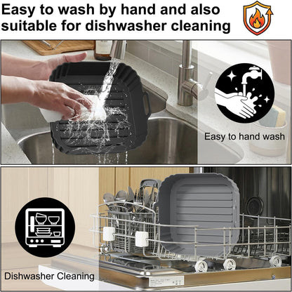 Silicone Air Fryer Liners 2 Pack, Reusable Compatible for Ninja Foodi DZ201, DZ401, DZ550, DZ302, COSORI 9QT, Chefman, Instant, and 6-in-1 8-10QT Dual Baskets