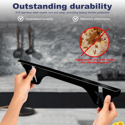 Stainless Steel Stove Gap Cover (2 Pack, Black), Stove Gap Filler for Kitchen, Range Trim Kit, Heat Resistant with Easy Clean, Adjustable Length 13.8” to 27.5”