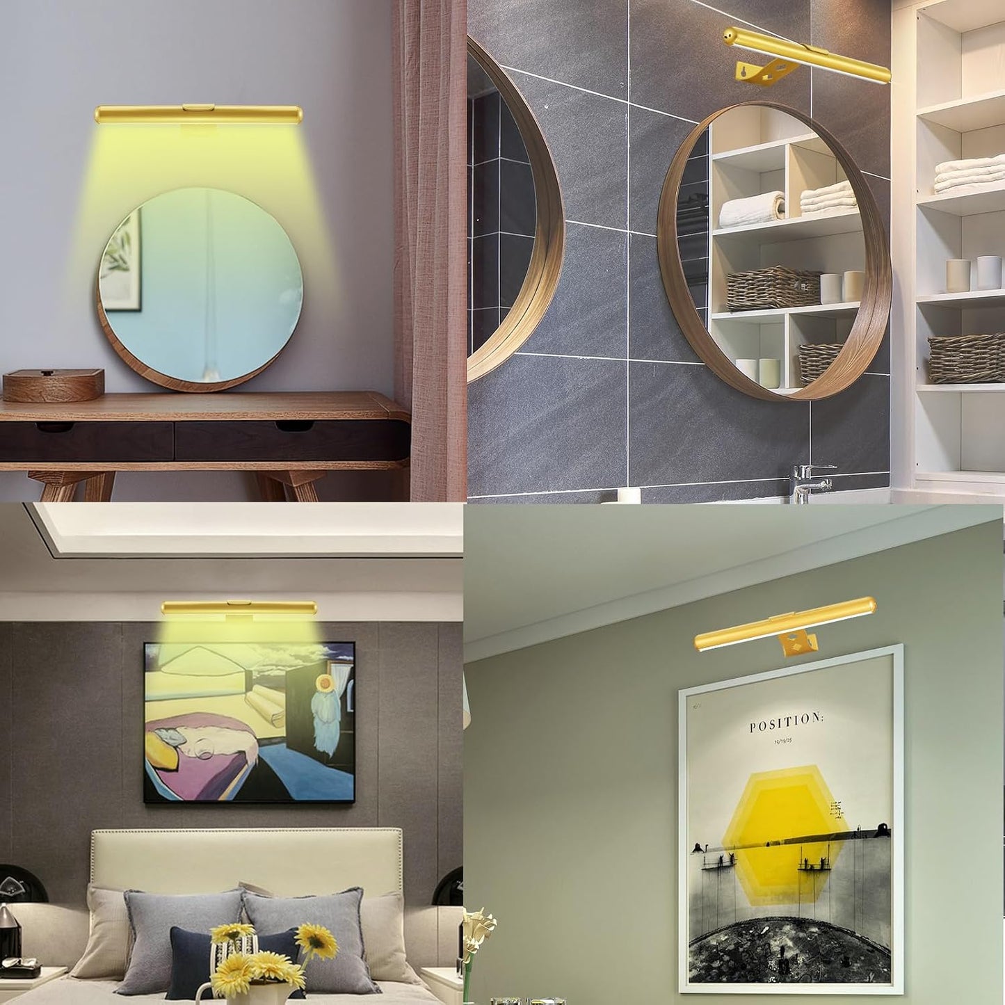 MIOBLUE Rechargeable Picture Lights with Remote,Full Metal Painting Light Display LED Battery Lamp with 3 Lighting Modes, Dimmable Dartboard Light with Timer for Frame Portrait Art