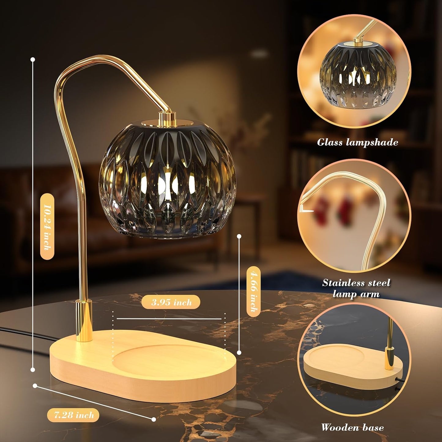 Modern Minimalist Wax Warmer for Jar Candles, Timer & Dimmer | Modern minimalist style. Timer & dimmer safe melt. 2 bulbs & heat-proof base. Perfect for living room, bedroom, or office.