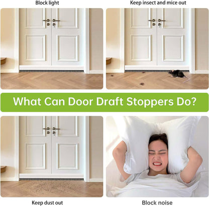 2 PCS Brush Door Sweep, Draft Stoppers Bottom, 2" W x 39" L, Black | No Residue, Strong Adhesive Draft Stopper with Brush for Interior Door, Bottom Seal Strip for Protection Against Bug, Dust