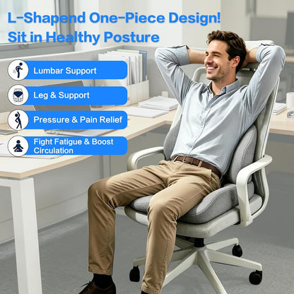 Memory Foam Seat Cushion with Lumbar Support for Sciatica & Tailbone Pain Relief, Fit Office Chair, Wheelchair, Car Seat, Airplane, Long Sitting Workers & Drivers (Gray)