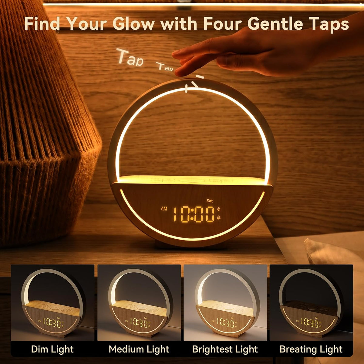 Vivilumens Alarm Clock with Sound Machine & Sunrise Lamp for Heavy Sleepers