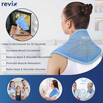 REVIX Neck Ice Pack Wrap – Reusable Hot Cold Gel Pack for Neck and Shoulder, Large Flexible Design with Soft Plush Lining, Cervical Gel Ice Wrap Ideal for Post-Workout Recovery, Fatigue & Relaxation
