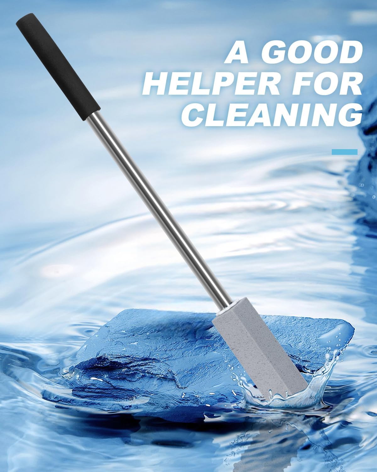 6 Pack Pumice Stone Toilet Bowl Cleaner | 22" Stainless Handle Hard Water Stains Remover, Extra Long Pumice Brush for Toilet, Sink, Pool, Tile, Grill