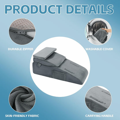 ROYALAY Adjustable Leg Elevation Pillows for After Surgery, Leg Wedge Pillow After Knee Replacement Post Surgery with Machine Washable Cover, Height Adjustable Knee Wedges
