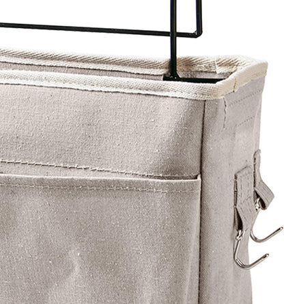 Bedside Caddy Hanging Bed Organizer Storage Bag Pocket for Dorm Rooms Bed Rails Nightstand Hanging Bag Cotton Linen Bedside Storage Pocket Organizer Basket for Bunk Bed Dorm Rooms(Grey)