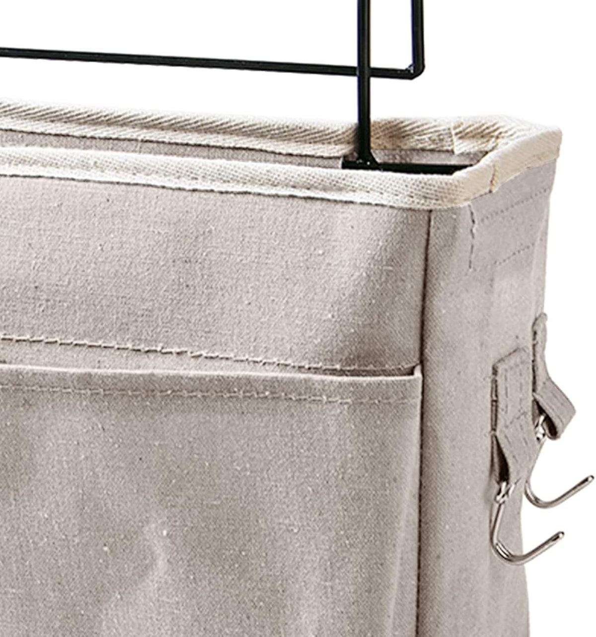Bedside Caddy Hanging Bed Organizer Storage Bag Pocket for Dorm Rooms Bed Rails Nightstand Hanging Bag Cotton Linen Bedside Storage Pocket Organizer Basket for Bunk Bed Dorm Rooms(Grey)