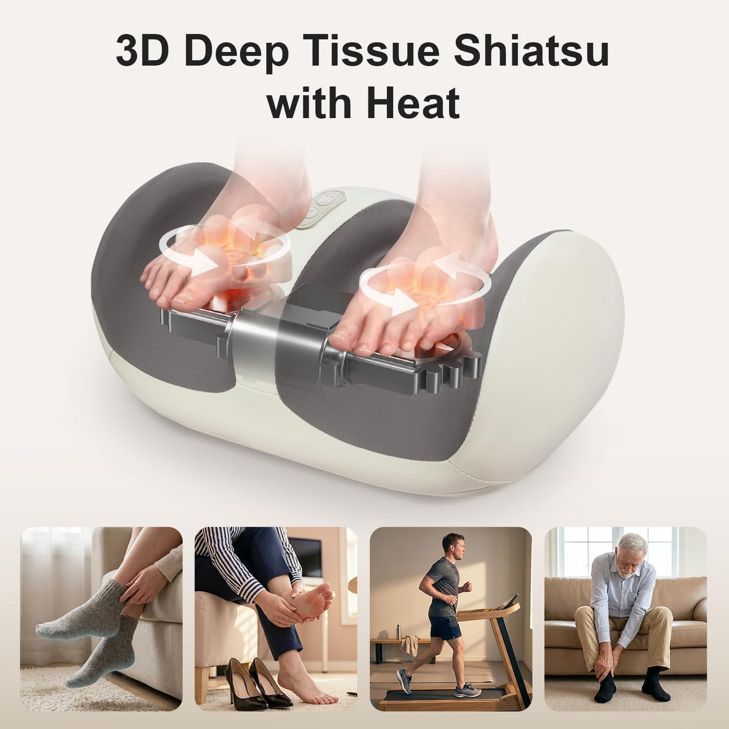 Nekteck Foot Massager with Heat & Foot Roller, Shiatsu Calf Leg Massager | for Circulation and Neuropathy Pain Relief for Feet Care Home Office Gadgets Relaxing Massage Tools Gifts for Women Men Dad