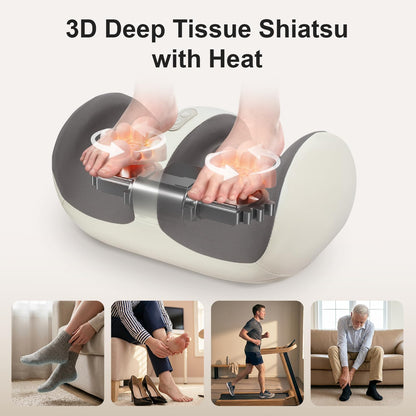 Nekteck Foot Massager with Heat & Foot Roller, Shiatsu Calf Leg Massager | for Circulation and Neuropathy Pain Relief for Feet Care Home Office Gadgets Relaxing Massage Tools Gifts for Women Men Dad