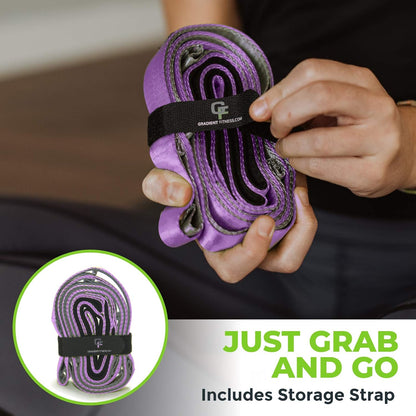 Stretching Strap for Physical Therapy, 12 Multi-Loop Stretch Strap 1" W x 8' L, Neoprene Handles, Physical Therapy Equipment, Yoga Straps for Stretching, Leg Stretcher.