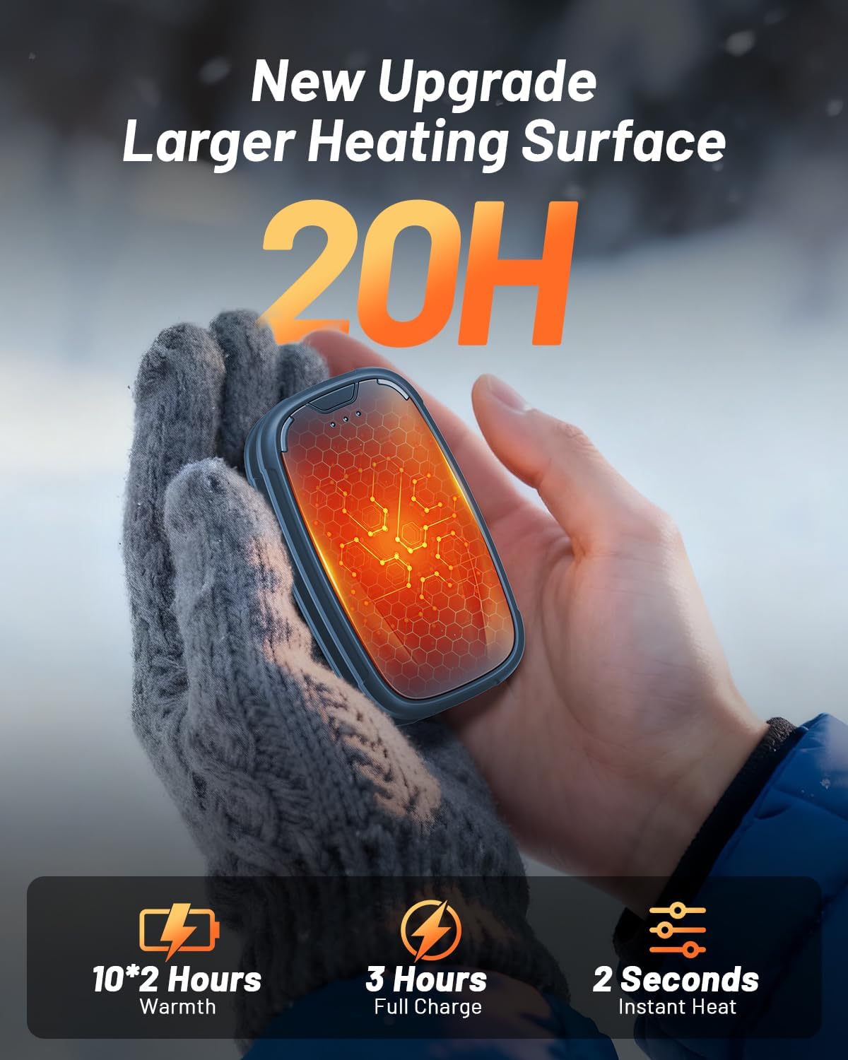 Hand Warmers Rechargeable 2 Pack, 3-Settings Rechargeable Hand Warmer, AI Smart Heating, Pocket Portable Electric Hands Warmer, Magnetic Handwarmers, A Winter for Kids and Loved Ones