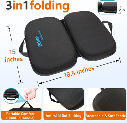 Sojoy iGelComfort 3 in 1 Foldable Gel Seat Cushion Featured with Memory Foam (A Must-Have Travel Cushion! Smart, Easy Travel Cushion) (Size: 18.5“ x 15" x 2")