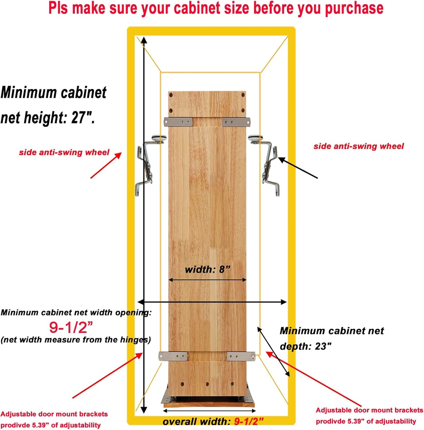 DINDON Pull Out Spice Rack Organizer for Cabinet, (5" W x 21.9" D x 25.2" H) Multi-Use Wood Pull Out Cabinet Organizer Slide Out Shelf Cabinet Storage for Kitchen, Pantry Organization