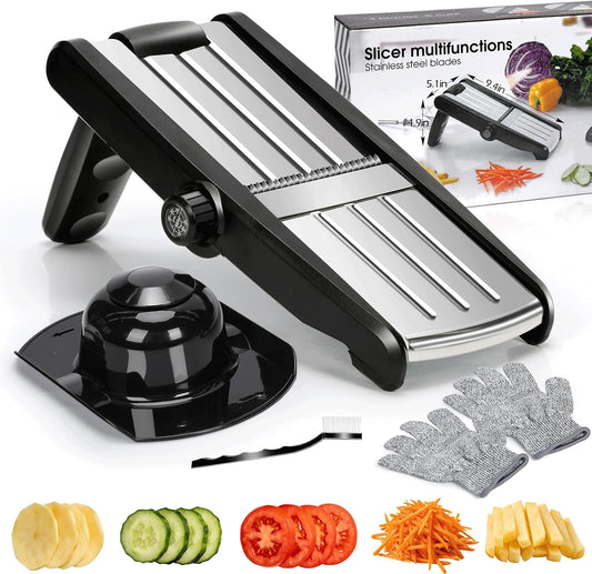 MASTERTOP Mandoline Slicer, 5 in 1 Mandoline Food Slicer, Dishwasher Safe