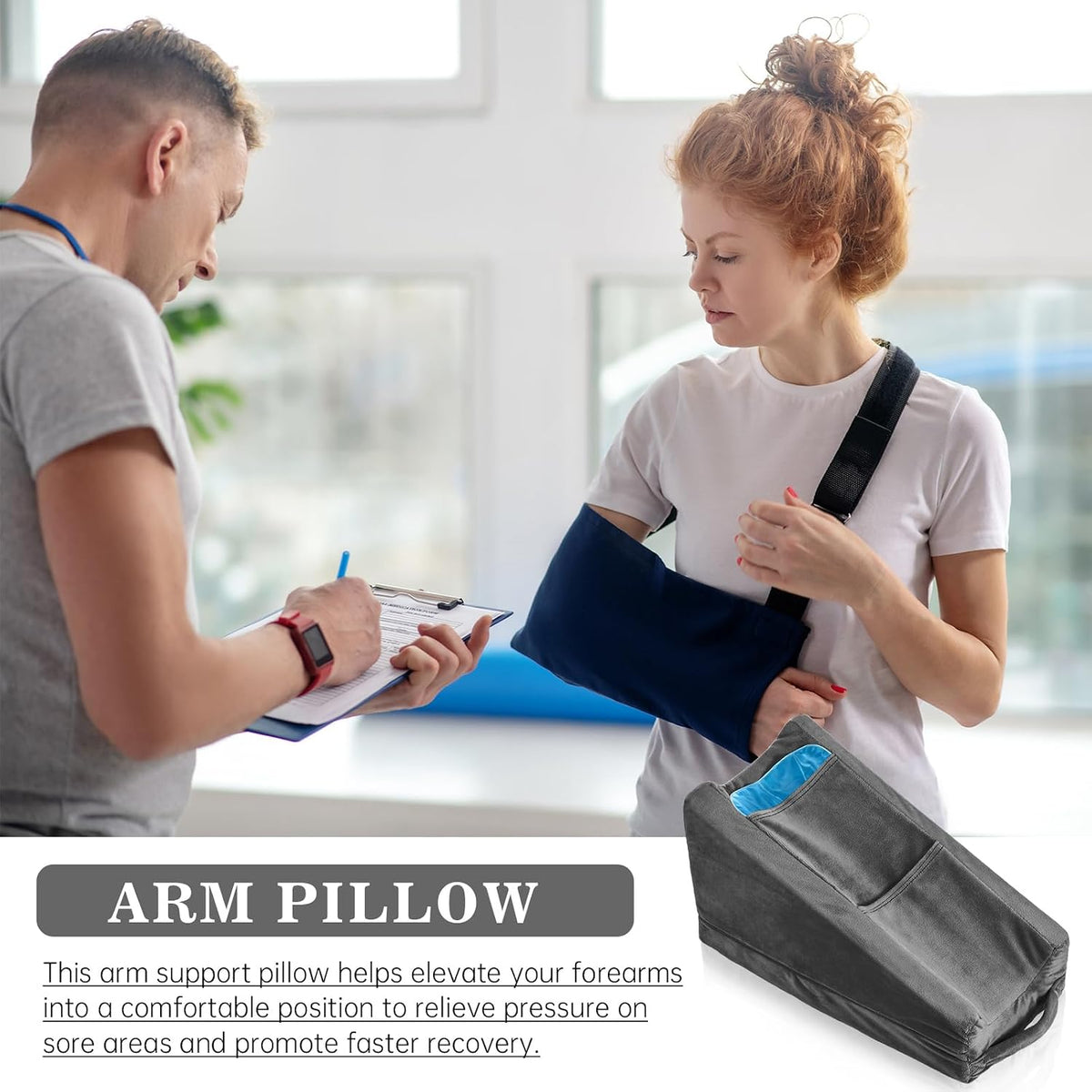 Buryeah Dark Gray Arm Elevation Pillow 2 Pocket, Plush Material