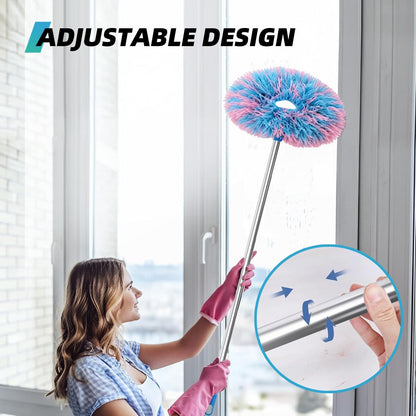 DRQ Ceiling Fan Cleaner Duster with 13-48 in Extension Pole, Blue | Detachable, Washable Microfiber Brush Head Is Reusable for Ceiling Fan Blades, Walls, Bookshelves, Door Tops and Window Tops