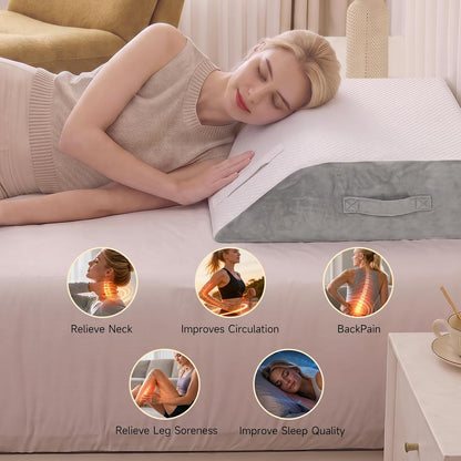 Leg Pillow Elevation Blood Circulation, 23.2×16.5×7.5in, White | Leg Elevating Pillows for After Surgery, Foot Knee Pillow for Back Pain, Memory Foam Wedge for Elevation for Leg Swelling