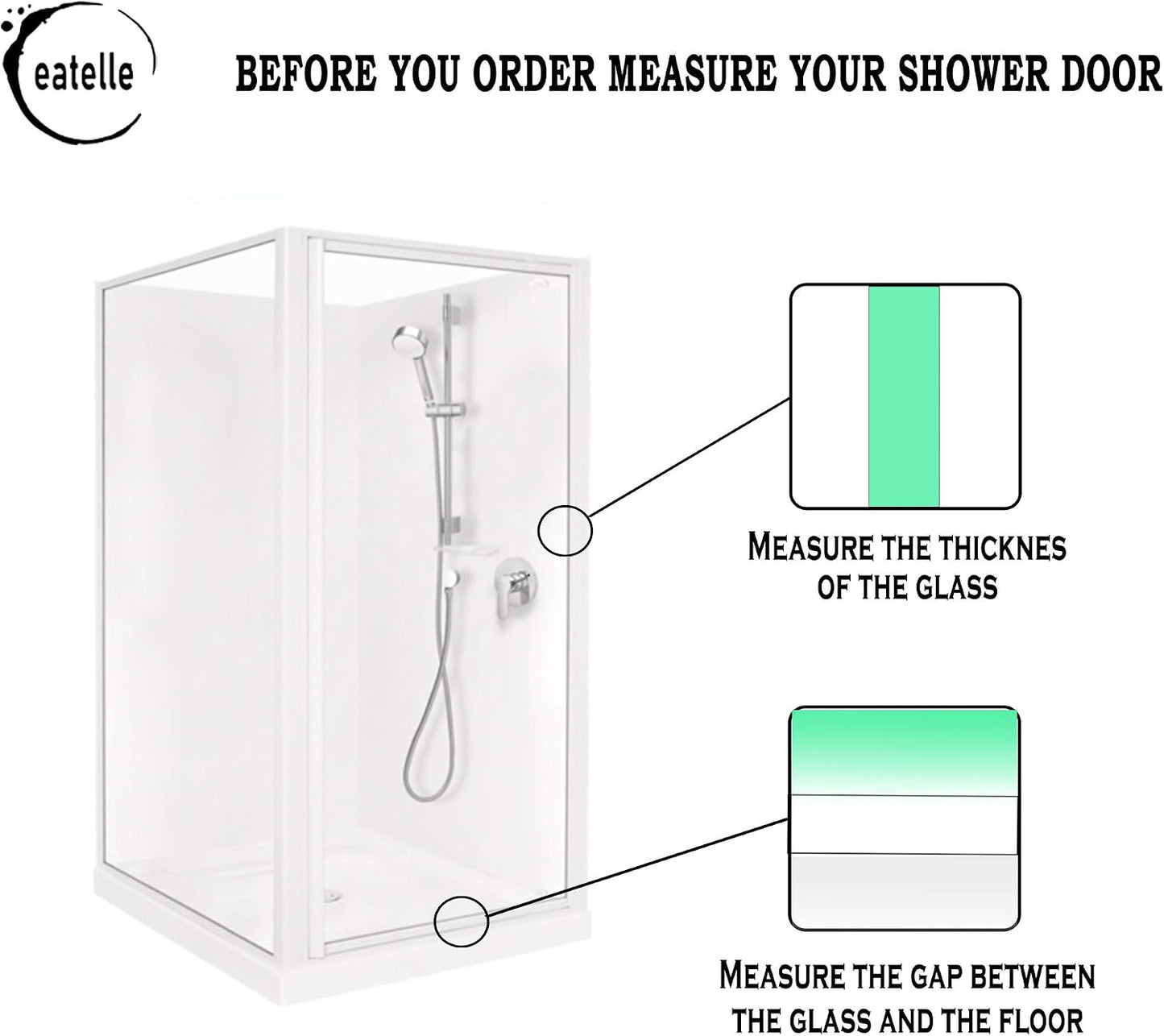 eatelle Shower Door Bottom Seal with Drip Rail for 3/16 (5mm) Thick Glass, 36" Long Sweep - Ultra Clear Polycarbonate
