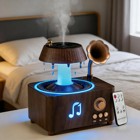 Morbou Raindrop Aroma Diffuser Room Humidifier with White Noise, 7-Color Air Mist Essential Oil Diffuser Sleep Sounds Aroma Rain Drop, with Remote Control (Brown)