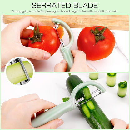 Senbowe Upgrade Potato Peeler for Kitchen, 6PCS Stainless Steel Vegetable Peeler, I and Y Veggie Food Peeler for Apple Fruit Carrot Zucchini Cucumber,Good Grip Makes Peeling Very Easy (Green)