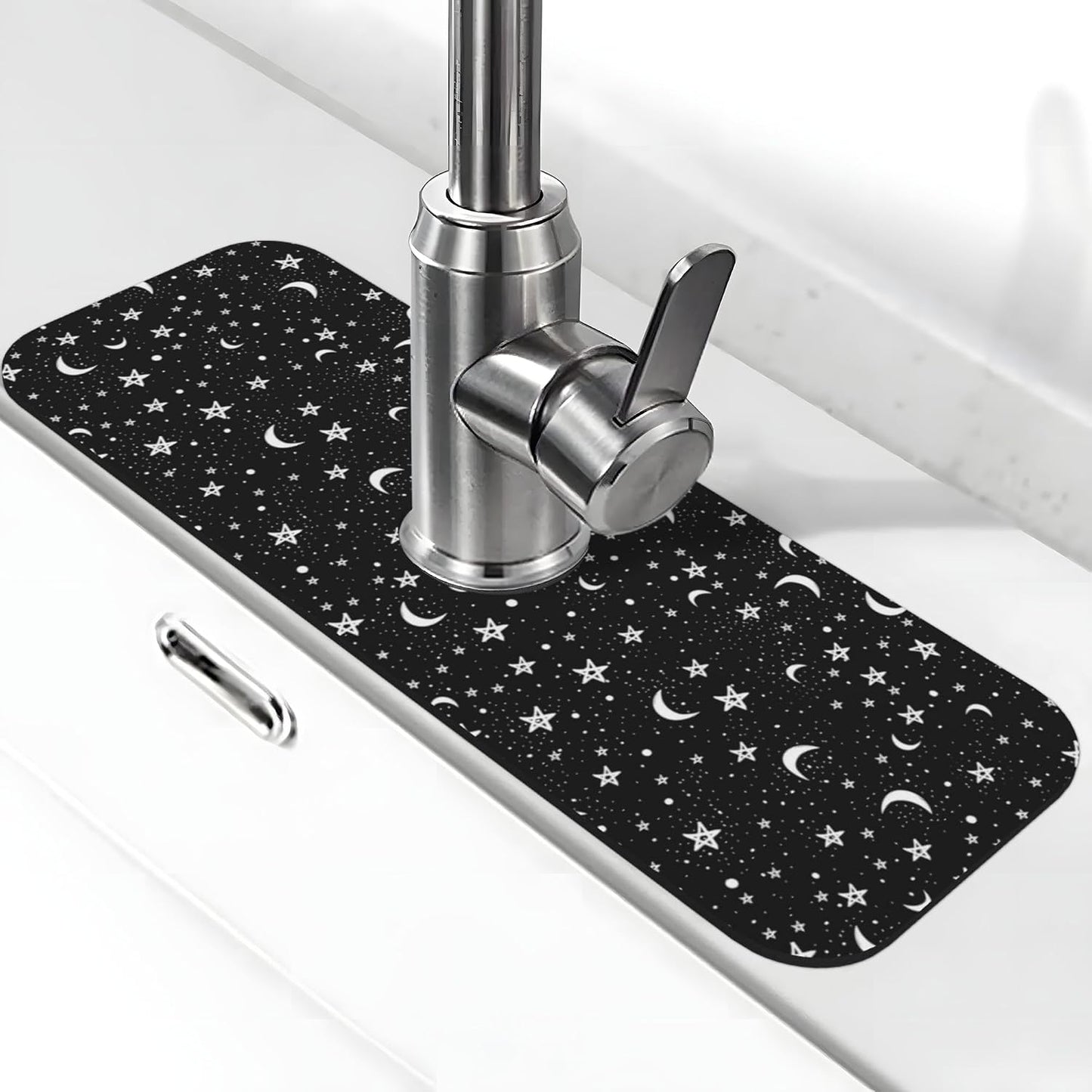 Abstract Flower Blooming Floral Watercolor Kitchen Sink Splash Guard Faucet Mat Super Absorbent Fast Drying Mat Sink Gadgets-Fast Drying Pad Sink Mat For Kitchen Bathroom (15" X 5.5" )