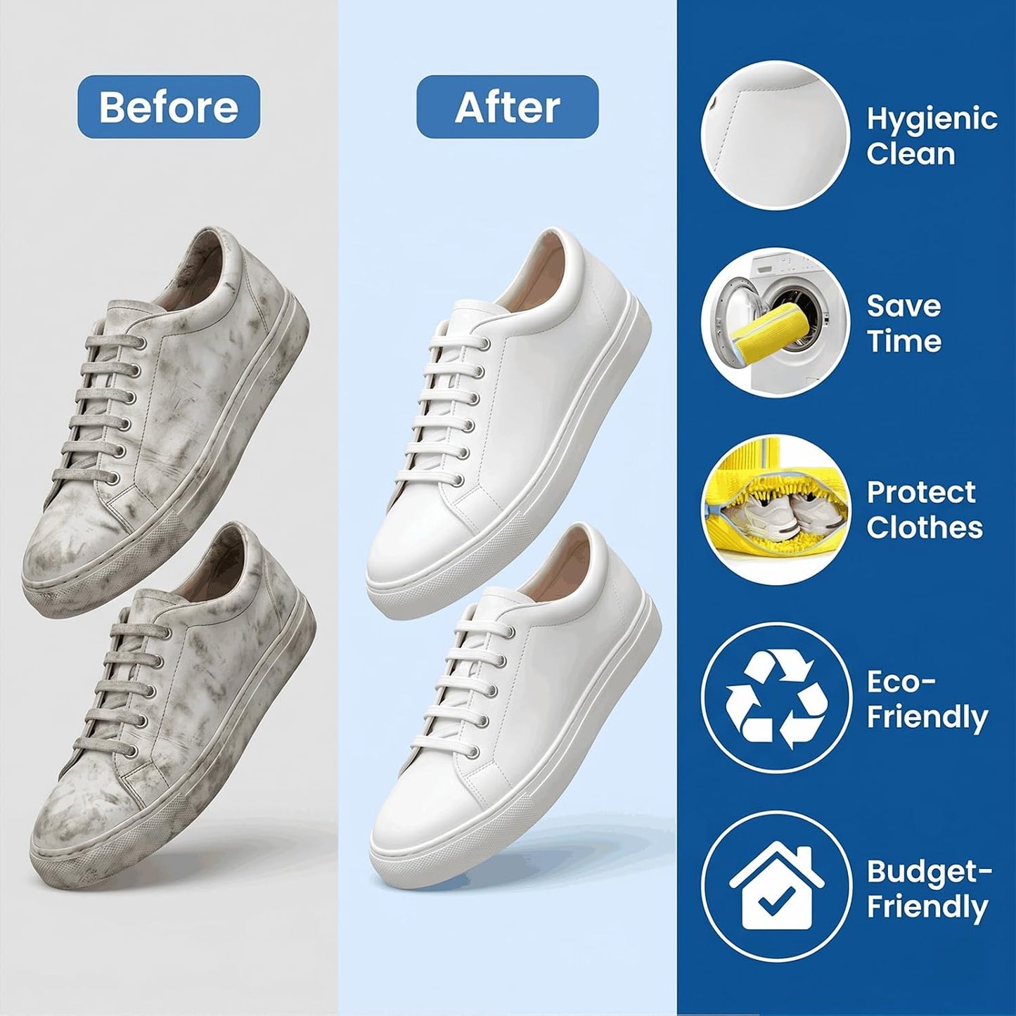 2-Pack Shoe Washing Machine Bag, Microfiber Chenille Laundry Bag for Sneakers - Self-Locking Zipper, 360° Deep Clean, Noise Reduction, Fits All Shoe Sizes, for Tennis Running & Kids Shoes