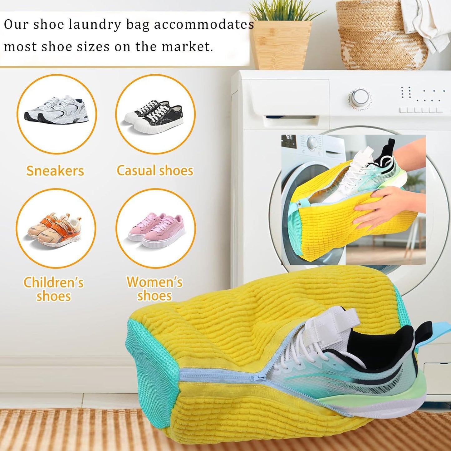 2Pcs Shoe Washing Machine Bag Laundry Shoe Bags for Washing Machine, Shoe Washing Bag Shoe Laundry Bag for Washer and Dryer Reusable Shoe Washing Bags (Grey)