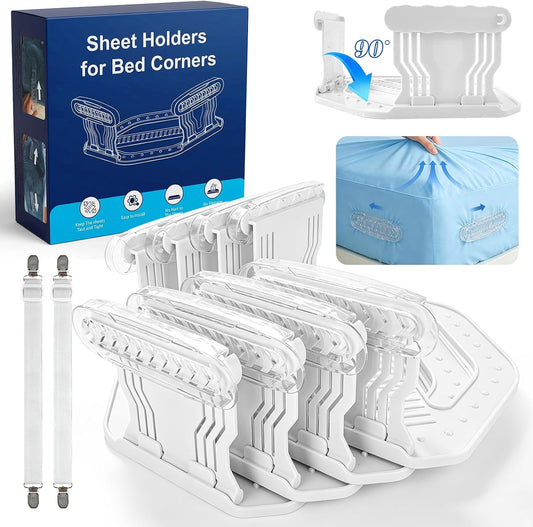 FACIACC 4Pcs Bed Sheet Holder for Corners, Upgrade Fitted Sheet Holder
