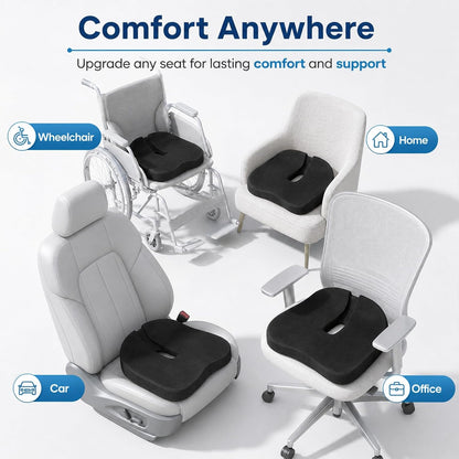 Memory Foam Seat Cushion for Office Chair & Car Seat, Black