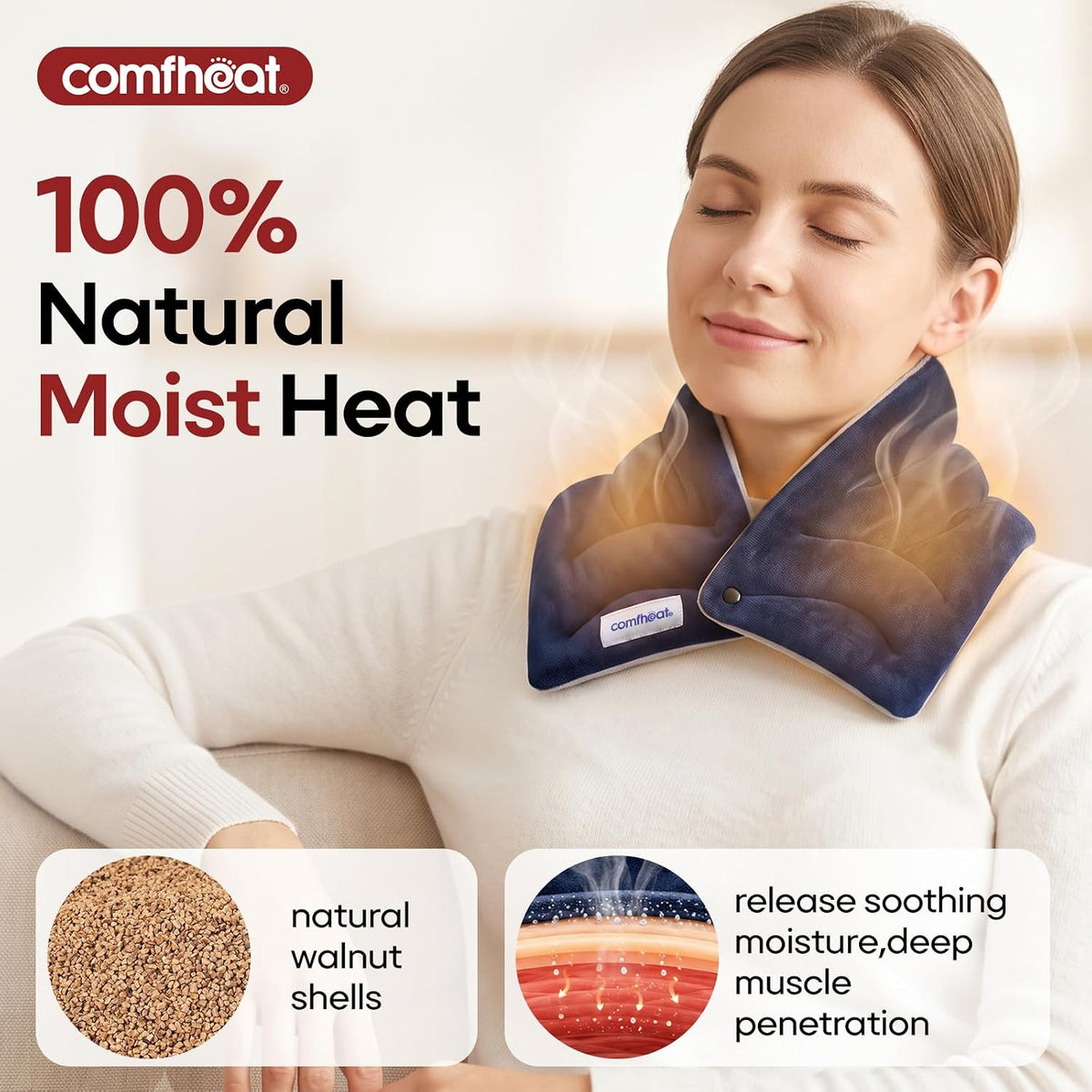 Neck Heating Pad Microwavable for Pain Relief, FSA Eligible HSA