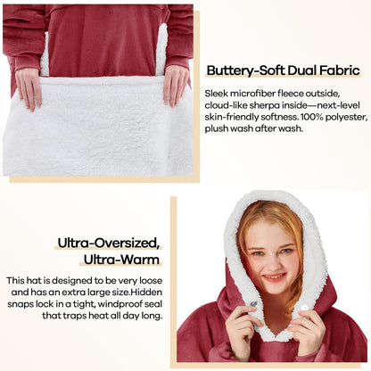 yescool Wearable Blanket Hoodie, Flannel Sherpa Fleece Blanket Sweatshirt for Adults Women Men,One Size Fits All - Colors B