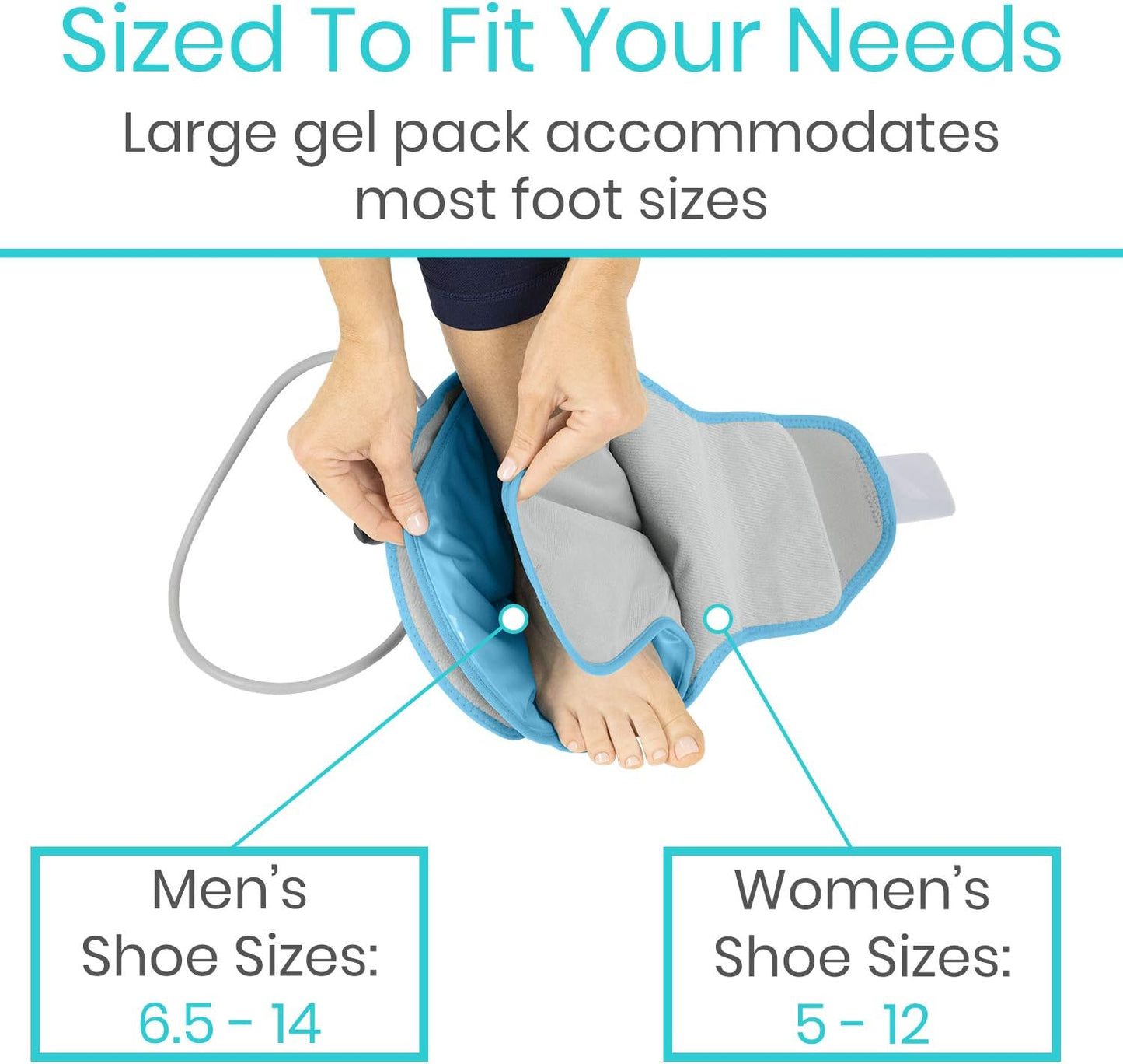 Vive Compression Ankle Ice Pack Wrap for Foot Pain Relief - Soft Cold Brace for Recovering Injuries - Support for Swelling, Sprains, & Fractures - Filled with Reusable Gel, Fits Small & Large Feet | For Recovering Injuries - Support for Swelling,