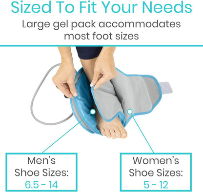 Vive Compression Ankle Ice Pack Wrap for Foot Pain Relief - Soft Cold Brace for Recovering Injuries - Support for Swelling, Sprains, & Fractures - Filled with Reusable Gel, Fits Small & Large Feet | For Recovering Injuries - Support for Swelling,