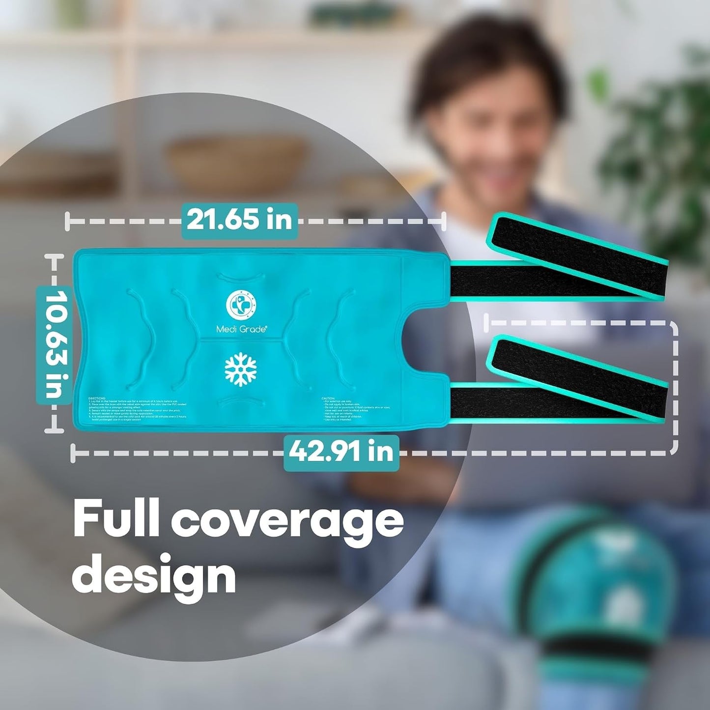Medi Grade Knee Ice Pack Wrap, Reusable Ice Pack for Knee Pain and Surgery | Flexible cold compress for knee, dual fabric knee ice wrap retains cold longer, eases pain and supports surgery recovery