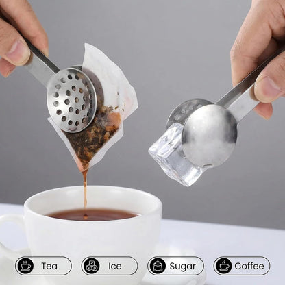 2 Pcs Tea Bag Squeezer, Stainless Steel Tea Bag Squeezer Tongs, Teabag Filter, Dispenser Accessories for Teas Drinkers, Durable Round Strainer Gripper Picker